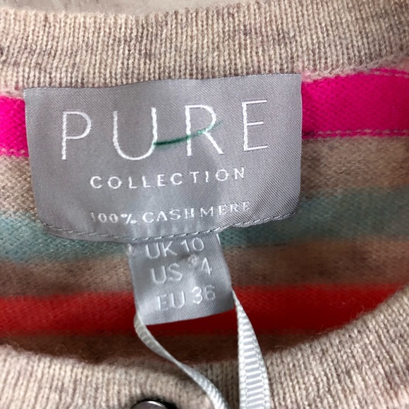 Pure Cashmere Vivid Neon Stripe Visible Mending Ca - Picture 4 of 6